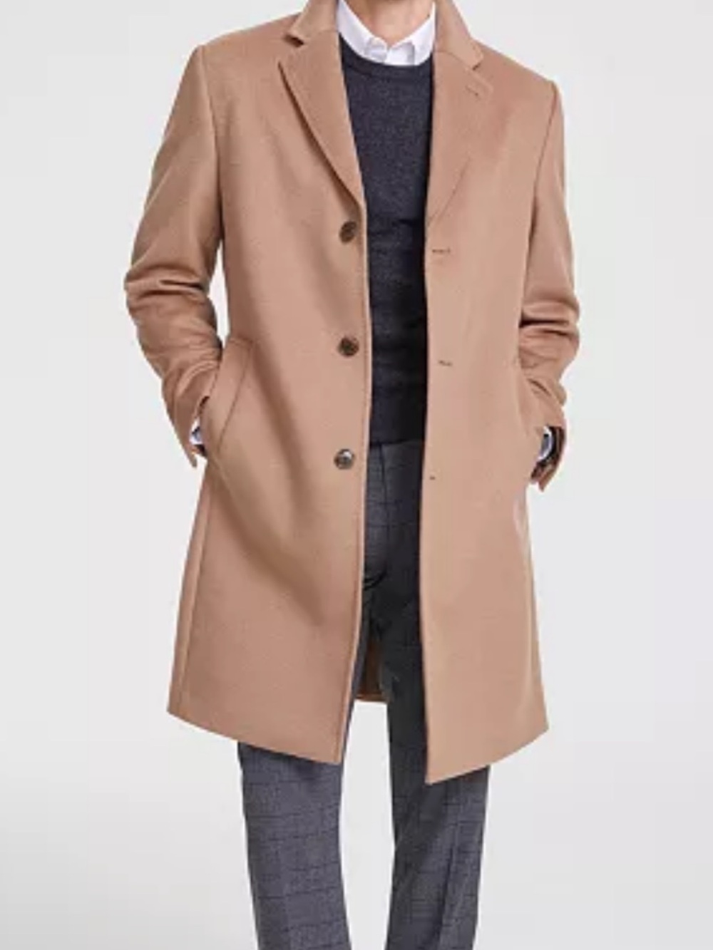 Michael Kors Classic Fit Camel Wool Cashmere Single-Breasted Overcoat 40L